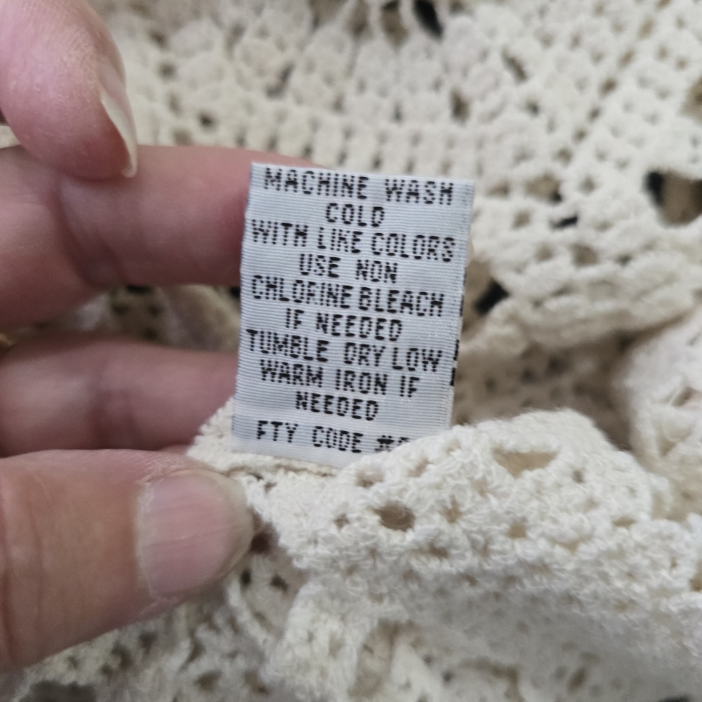 Rebellion Off‎ White Crochet Womens Short Sleeve Top XS - Picture 8 of 9